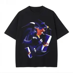 Vintage Garchomp Bull Soda Tee | Dragon Shark Energy Drink Graphic T-Shirt | Pocket Monster T-Shirt | Retro Anime Gym Streetwear Shirt | Unisex Oversized Cotton Tee | Anime Fan Gift