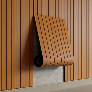 Peel and Stick PVC Slat Wall Panel 236"x15.75" Self-Adhesive Thick Faux Smoked Wood Grain Wallpaper Panel 3D Soundproof Wall Panels for Walls & Ceilings