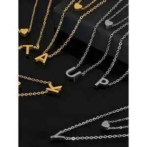 Fashion Letter & Heart Design Pendant Necklace Initial for Women & Girls, Fashion Jewelry for Party, Daily Clothing Decor, Trendy All-match & Exquisite Jewelry for Birthday Gift