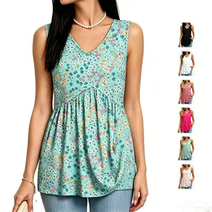 Womens Tank Tops Flowy Peplum Tops (Size Up 1-2 for Oversized Look) for Women Dressy Sleeveless V Neck Tank Tops Fabric Stretchy tank tops summer tops