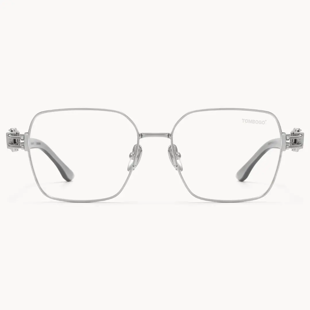 The Architect Silver Metal Rectangle Glasses