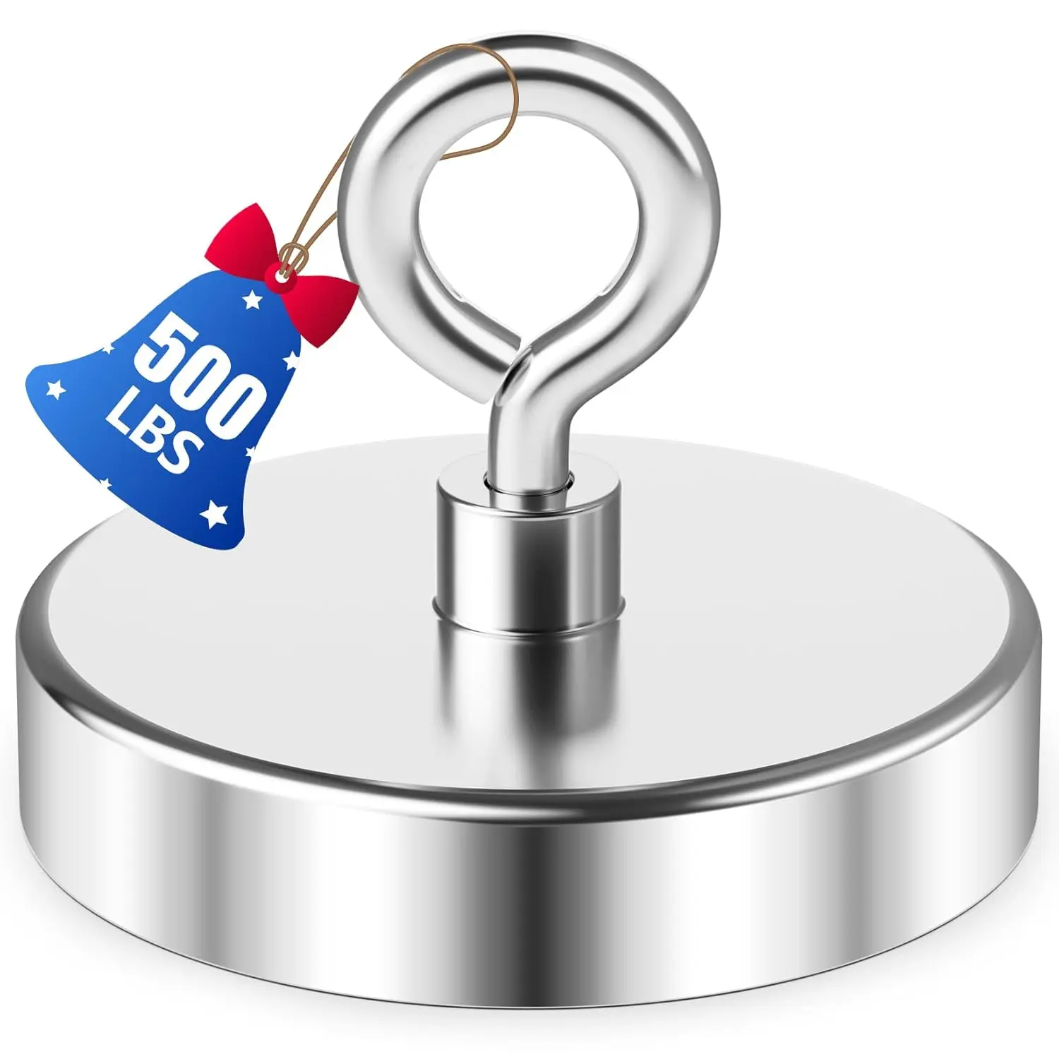 Fishing Magnets 500 Lbs Pulling Force, Strong Rare Earth Magnet Fishing Magnet Only, Magnetic Fishing, Heavy Duty Security Large Tags Neodymium Magnets for River Fishing, Lifting (2.36")