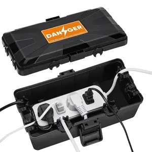 Medium Outdoor Electrical Box (10 x 5.9 x 3.7 inch), IP54  Outdoor Outlet Covers Weatherproof,Fluorescent Label,Covers Protect Outlet,Plug,Power Strip,Timer,Socket,Holiday Light