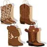 12/16/24 Pcs Western Cowboy Cowgirl Boots Handle Paper Gift Bags, Wedding Party Decorations, Candy Chocolate Goodie Supplies for Girls' Occasions