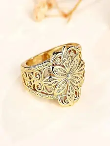 Engagement-Worthy Hollow-Out Floral Ring - Vintage Engagement Ring Retro Engraved Band Romantic Gift Jewelry For Date & Formal Occasions Unique Rings
