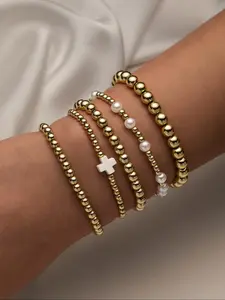 Boho Style Beaded Bracelet, Stackable Bracelets, Bohemian Bracelets, Faux Pearl Decorated Bracelet for Women & Men, Fashion Jewelry for Party, Daily Clothing Decor, Trendy Exquisite Jewelry for Gift