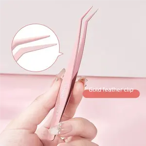 Professional Eyelash Tweezers Set, 4Pcs Precision Lash Tweezers for Eyelash Extensions, Safe Non-Pricking Stainless Steel Lash Tools for Beginner & Professional