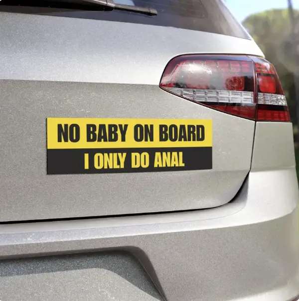 No Baby On Board Car Magnet - Funny - Gift for Men and Women