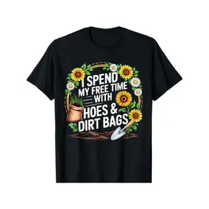Men's Funny Gardening T-Shirt with Dirt Bags & Lawn Care Pun Design - Humor Slogan T-Shirt for Gardeners, Casual Short Sleeve Tee with Hoe & Dirt Print, Shirt Outdoors, Casual Tshirt