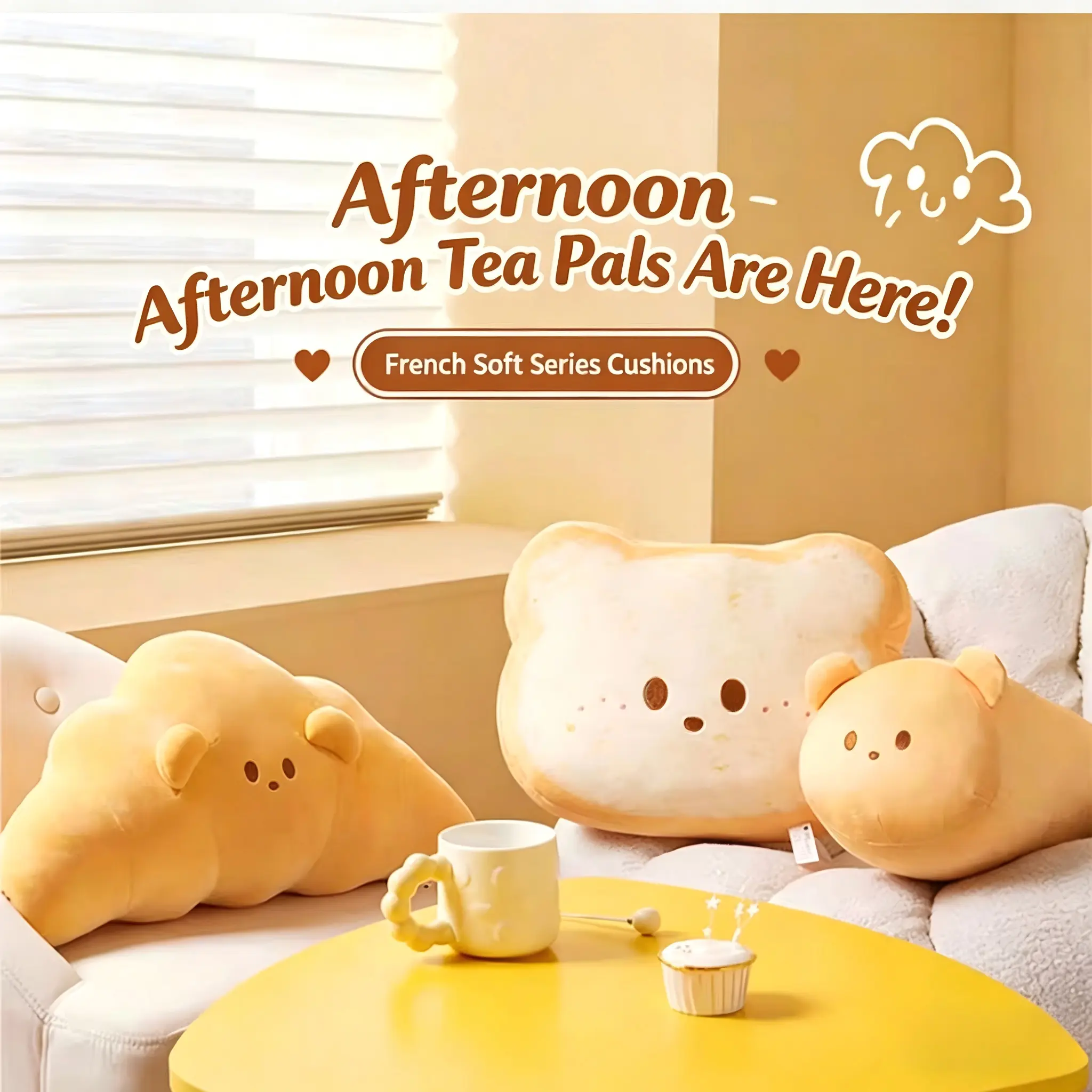 MINISO French Soft Plush Food Pillow - Toast/Baguette/Croissant, Cute Nap Pillow, Sleeping Pillow, Office Lumbar Support, Soft Plush Cushion, Birthday Gift, Viral Home Decoration