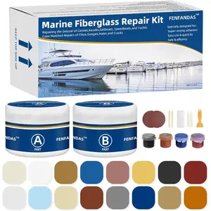 Fiberglass Boat Repair Kit (Color Match), Gel Coat Repair Kit for Boats, Marine Fiberglass Repair Kit for Boats, Epoxy Filler for Boats, Fiberglass Repair Kit Fix Holes Chips Pits Cracks