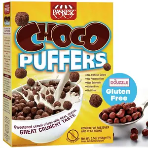 DOUzzle Gluten Free Choco Puffers Breakfast Cereal, Sweetened Cocoa Crisps (Pack of 1) Non Gebrokts Kosher for Passover Food Snacks - No Artificial Colors or Preservatives