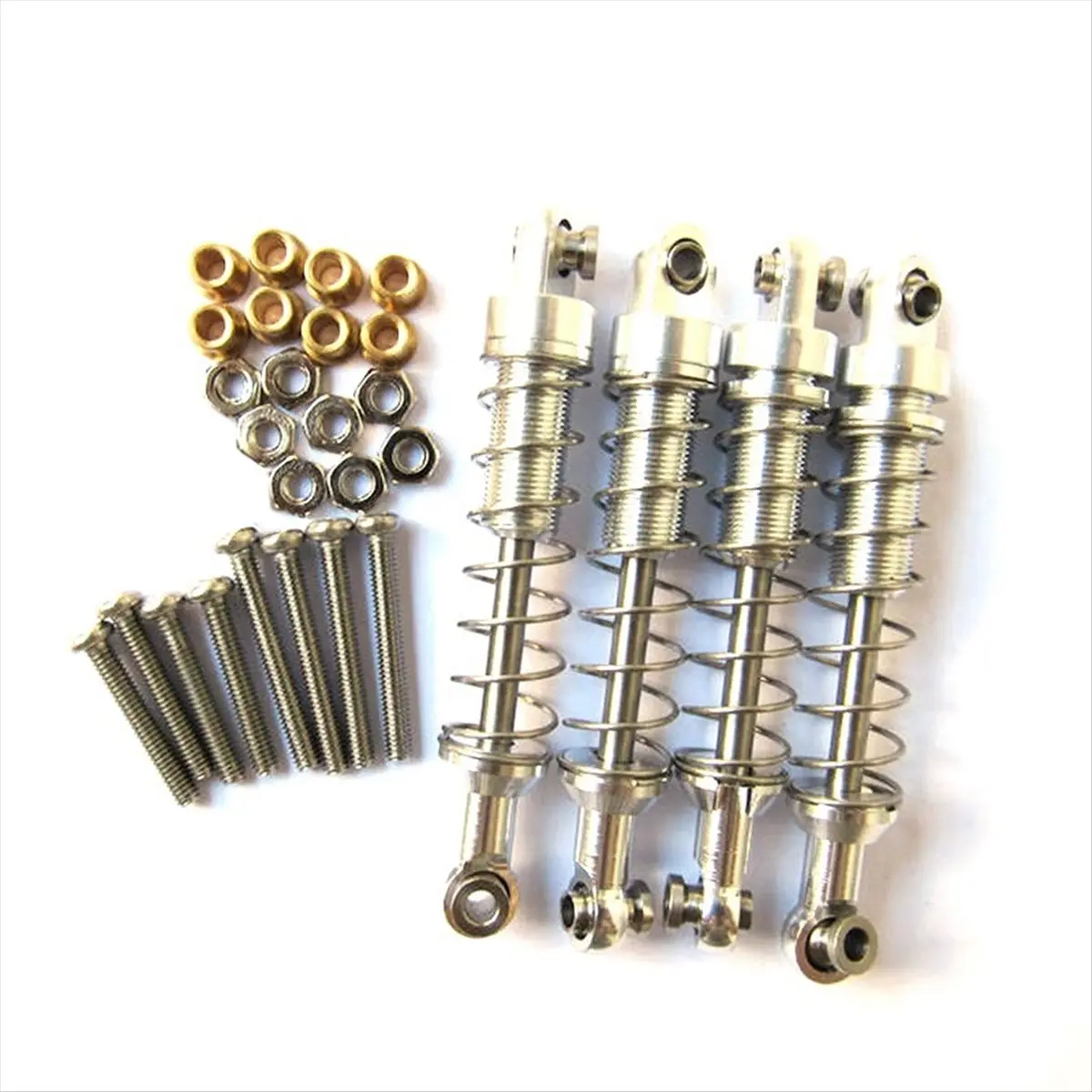4Pcs Silver Aluminum Alloy Shock Absorber Dampers - Easy Installation, Wear-Resistant, Smooth Shock Absorption, Reasonable Design Mounting Accessories Set for WPL C14 C24, MN D90 D91 D99S RC Cars