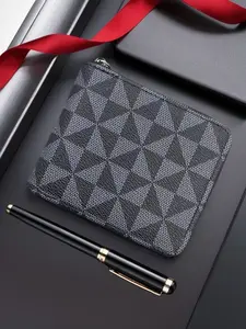 Men's Wallet with Fashion Geometric Print Design, Large Capacity Multi-Card Slots, Inner Coin Pocket, Daily Use, Stylish Wallet