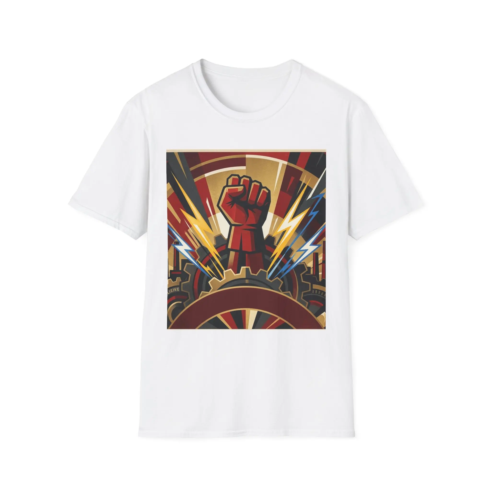 Raised Fist Gears MachineT-Shirt | Retro Propaganda Style Breathable Cotton