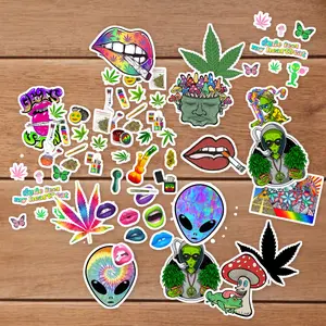 Stickers Pack 20 Pcs Stoner Bike Colorful Psychedelic Skateboard Bumper Vinyl Water Guitar Aesthetic Bottle Car Luggage Laptop Waterproof