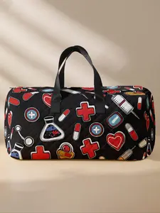 Cartoon Medical Equipment Pattern Travel Bag, Caregiver Bag, Large Capacity Travel Duffel, Portable Overnight Stylish Travel Bag, Yoga Training Bag, Portable Crossbody Bag with Shoe Storage, Multifunctional Travel Duffels, Travel Luggage
