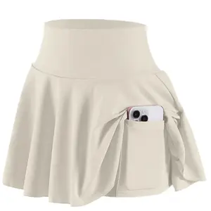 Regular Beige Tennis Skirt with Phone Pocket Comfortable Stylish for Everyday Wear Versatile Beige Color Ideal for Tennis Casual Outings