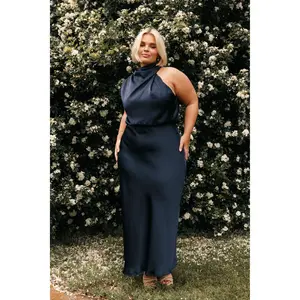 Anabelle Halter Neck Midi Dress - Navy