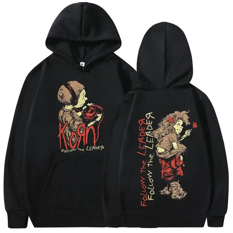 [Sale Up To 40%] 2 Side Korn Follow The Leader Walkman Hoodie Metal Gothic Rock Band Hoodies Men Clothing Fashion Vintage Pullovers