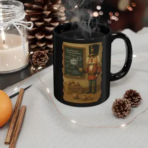 Nutcracker Professor Chalkboard Lesson Black Mug, Nostalgic Coffee Mug, Slavic Holiday Tea Cup