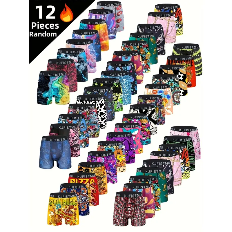 KJFISTMU 12pcs Men's Soft Quick-Dry Boxer Briefs Breathable