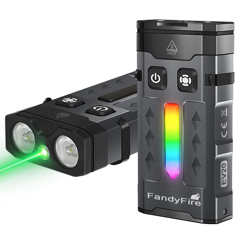 1100 Lumen Small EDC Keychain Flashlight with Green Lase - Rechargeable RGB LED Clip on Flashlight, Multi-Functional and Magnetic Tail Suitable for Outdoor Emergency Gear，RGB，