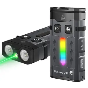 1100 Lumen Small EDC Keychain Flashlight with Green Lase - Rechargeable RGB LED Clip on Flashlight, Multi-Functional and Magnetic Tail Suitable for Outdoor Emergency Gear，RGB，