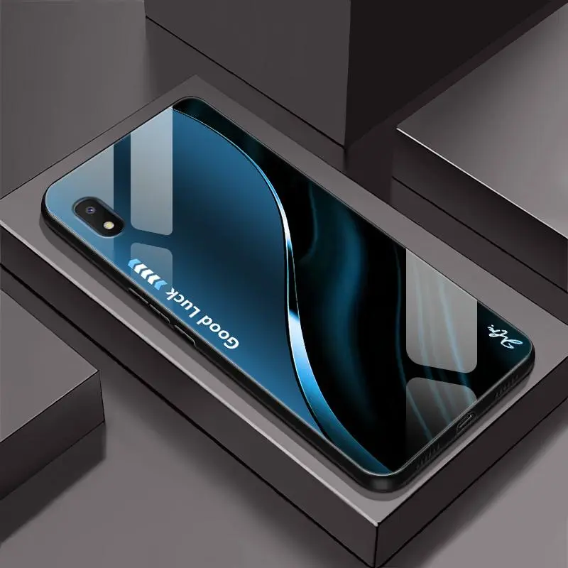 Glass Phone Case for Galaxy A10e Smartphone - Light Luxury, Simple, High-End Business Style, Tree Pattern, Golden Dragon Totem, Anti-Fall, Anti-Fingerprint Protection for Handheld Cellphone Devices-888