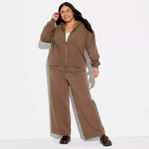 Women's Full Zip Hoodie - Wild Fable Espresso 1X