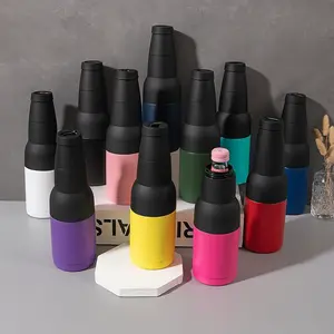 1 Pc vacuum insulated mug, Vacuum insulated flask, slim can cooler, fits 12oz slim cans, beer, stainless steel leak proof, sweat free, icy cold 24 hours, reusable, car cup holder friendly, gift for men women party travel camping picnic beach BBQ