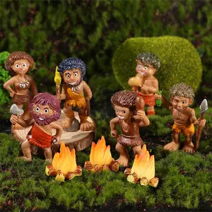 9 Pieces Small Primitive Human Figurines Small Landscape Decoration Resin Statue, Used for Courtyard, Garden