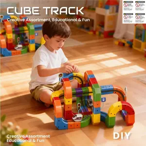 123 Piece Block Track Building Set DIY Electric Car Color Blocks Kit V2, Free Assembly, Lithium Batteries Included, Model Xinghao 537-201