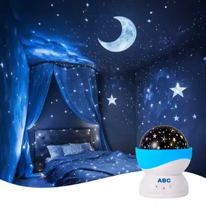 1pc Stereoscopic Rotating Star Moon Projector Night Light, Aurora Projector Lamp, 12 Light Modes, Button Control, Bedroom Led Lights, Suitable for Bedroom, Living Room, Home Cinema, Esports & Game Rooms, Ramadan, Festivals, Birthday Gift