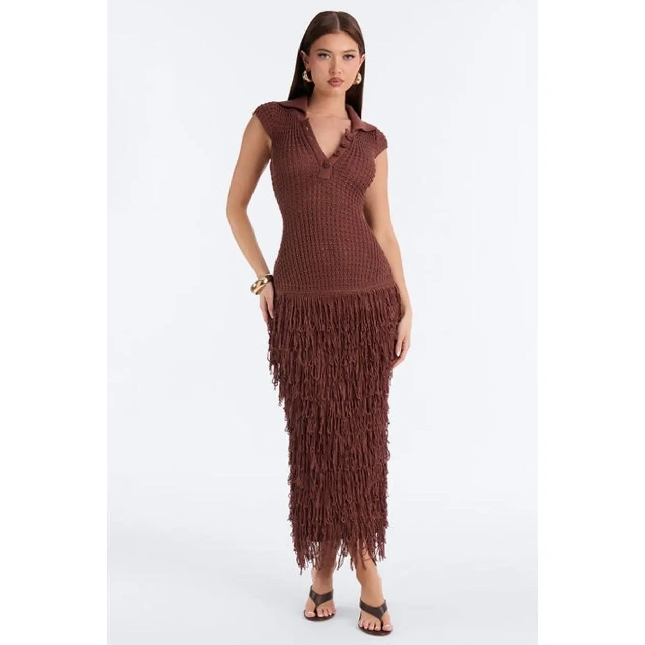 Catalina Crochet Maxi Dress - Chocolate X