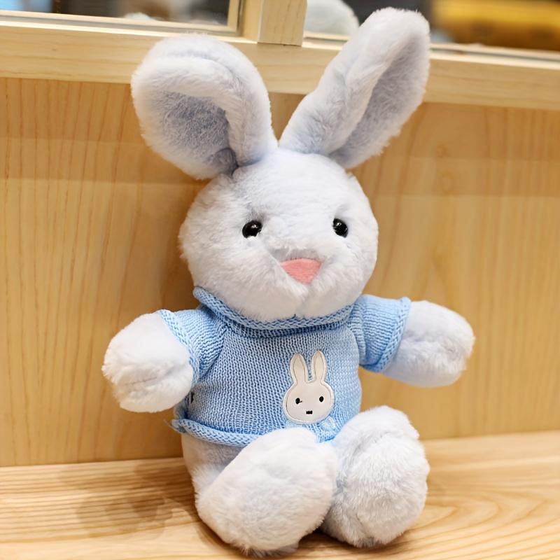 [Adorable Sweater Rabbit Plush] Soft Fluffy 30cm/11.8in Cute Sweater Rabbit Plush Doll | Adorable Stuffed Animal Toy with Light Yellow/Pink/Blue Sweater Design - Soothing Comfort Gift for Birthdays, Friends, Home Decor