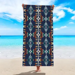 1pc Bohemian geometric pattern printed beach towel, multi size soft absorbent quick drying striped beach towel, essential multifunctional beach towel for travel, vacation, sports, bathroom, swimming pool and camping, ideal choice for beach vacation towels