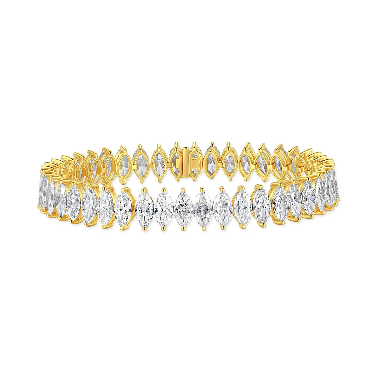 14K Yellow Gold Marquise Diamond Bracelet – 14.837 Cttw – IGI 76J3603626