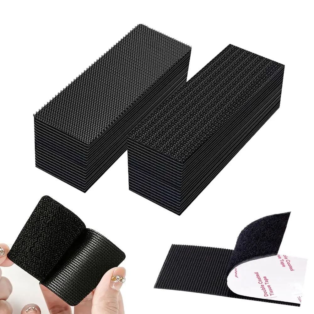 (60pcs) Heavy-duty hook-faced and nap-faced patch strips, double-sided adhesive installation Velcro, anti-slip carpet pads, essential items for university dormitories, and household and office fixing Velcro#sohochic