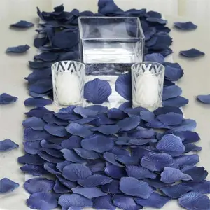 500-Pack Silk Rose Petals Confetti Navy Blue Round Design - Decorative Table Scatters