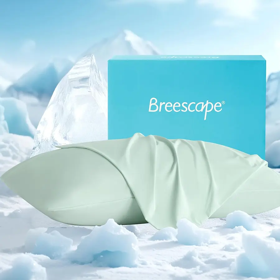 【BackToSchool】Breescape BlendTek Fabric Cooling Pillow Cases 2-Piece Set - Dry Technology Bedding, Ultra Soft Smooth Finish Plain Look Envelope Hair Guard for Hot Sleepers, Hair Care.