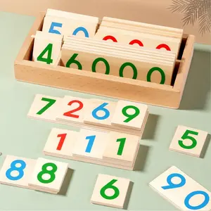 Montessori 1-9000 Number Cards, Wooden Learning Cards for Kids, Math Learning Tools, Preschool Elementary Math Education, Ideal Gift for Boys and Girls