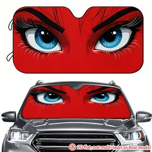 1pc red background blue eye close-up car sun visor 2D high-definition printing, car sun visor effectively blocks sunlight, suitable for trucks SUV、 RV front windshield decoration
