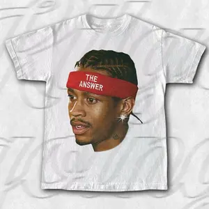 Allen Iverson "The Answer" Vintage T-Shirt - 76ers Basketball Legend Graphic Tee - Retro 90s Hip Hop Style Streetwear - Classic NBA Fan Apparel