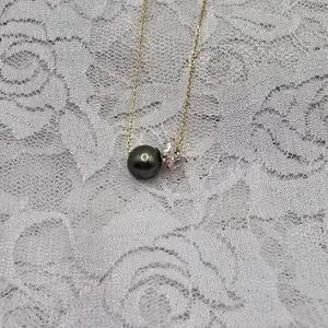 Tahitian Pearl Necklace with Black Pearls and Gold Chain