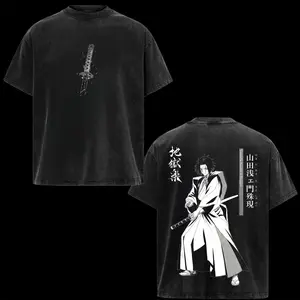 Yamada Asaemon Shugen Hell's Paradise Anime Washed Tee - Vintage Style Graphic T-Shirt for Anime Fans, Unisex Comfort Fit with Soft Faded Look and High-Quality Print