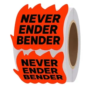 “Never Ender Bender” Rave Stickers –(200 PCS/Roll) 2 x 1.25 Inches Ideal for handing out at Raves, Festivals, Fun party events.
