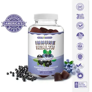 Nutra Seasons - Sambucus Elderberry Immune Gummies, with Vitamin C, D3, E, Zinc,Gluten-Free, Gelatin-Free, Healthcare Supplement, Dietary, 60 Gummies