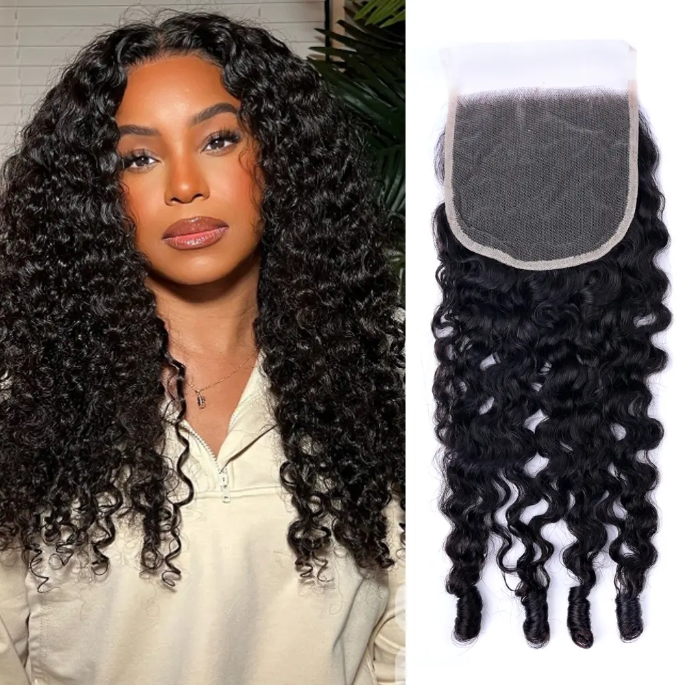 Perismoda Hair Burmese Curly Closure Human Hair 5x5 Lace Closure 100% Unprocessed 16A Raw Virgin Hair 3C4A Burmese Curly Human Hair with Spiral Curls Pre Plucked With Baby Hair Natural Black Color