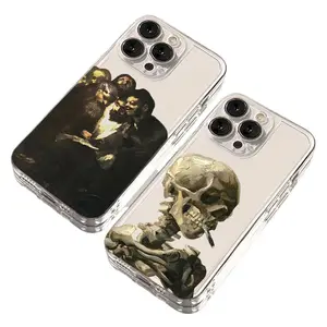 Van Gogh Skeleton Art Aesthetic Phone Cases For iPhone 17 16 15 14 13 12 11 Promax Pro Air Plus Transparent Shockproof Protective Cover Protection